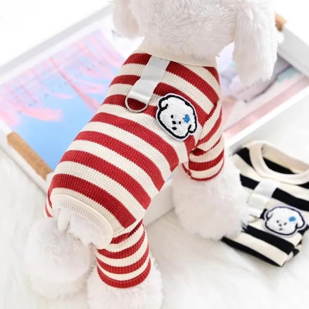 Cozy Pup Soft Cotton Striped Dog Jumpsuit. – happy paws pet supplies